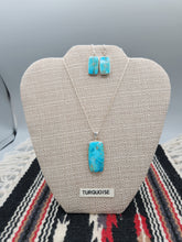 Load image into Gallery viewer, TURQUOISE RECTANGLE PENDANT &amp; EARRINGS
