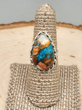 Load image into Gallery viewer, TURQUOISE &amp; SPINY OYSTER TEARDROP RING - SIZE 7
