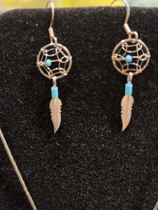 TURQUOISE DREAMCATCHER NECKLACE & EARRING SET