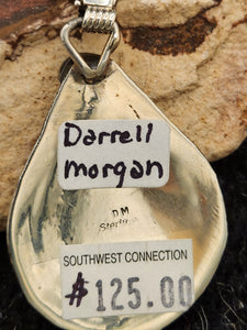 TURQUOISE & BEAR FACE OVAL PENDANT- DARRELL MORGAN