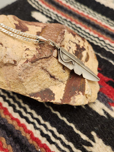 BRUSHED STERLING SILVER FEATHER NECKLACE - CHRIS CHARLEY