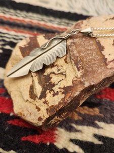 BRUSHED STERLING SILVER FEATHER NECKLACE - CHRIS CHARLEY