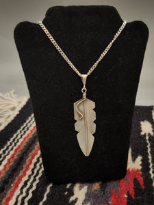 BRUSHED STERLING SILVER FEATHER NECKLACE - CHRIS CHARLEY