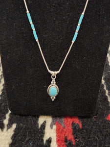 TURQUOISE LIQUID SILVER NECKLACE & EARRING SET