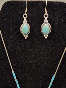 TURQUOISE LIQUID SILVER NECKLACE & EARRING SET