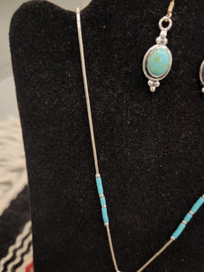 TURQUOISE LIQUID SILVER NECKLACE & EARRING SET