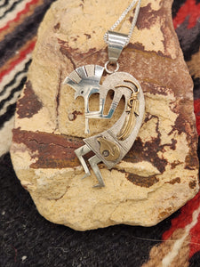 STERLING SILVER/12KGF KOKOPELLI NECKLACE- MARK YAZZIE