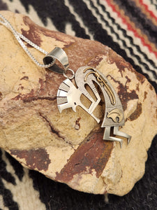 STERLING SILVER/12KGF KOKOPELLI NECKLACE- MARK YAZZIE