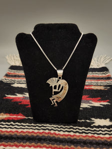 STERLING SILVER/12KGF KOKOPELLI NECKLACE- MARK YAZZIE