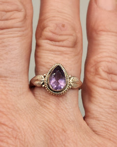 AMETHYST  PEAR SHAPED RING - size 9 & 5