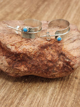 Load image into Gallery viewer, STERLING SILVER FEATHER HOOP EARRINGS w/TURQUOISE - AARON DAVIS
