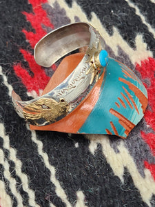 TURQUOISE BUFFALO STERLING/12KGF BRACELET- GENEVIEVE JONES