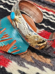 TURQUOISE BUFFALO STERLING/12KGF BRACELET- GENEVIEVE JONES