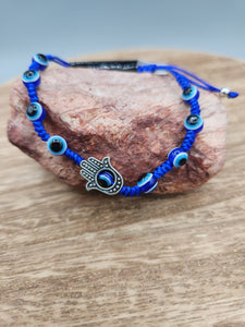 EVIL EYE WOVEN ADJUSTABLE BRACELET- HAMSA