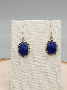LAPIS EARRINGS WITH ROPE EDGE