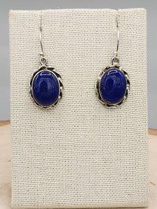 LAPIS EARRINGS WITH ROPE EDGE