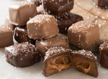 Load image into Gallery viewer, CHOCOLATE SEA SALT CARAMEL SQUARES - REGULAR &amp; SUGAR FREE
