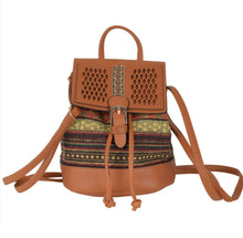Load image into Gallery viewer, SMALL MULTI STRIPE VEGAN LEATHER BACKPACK- MULTIPLE COLORS
