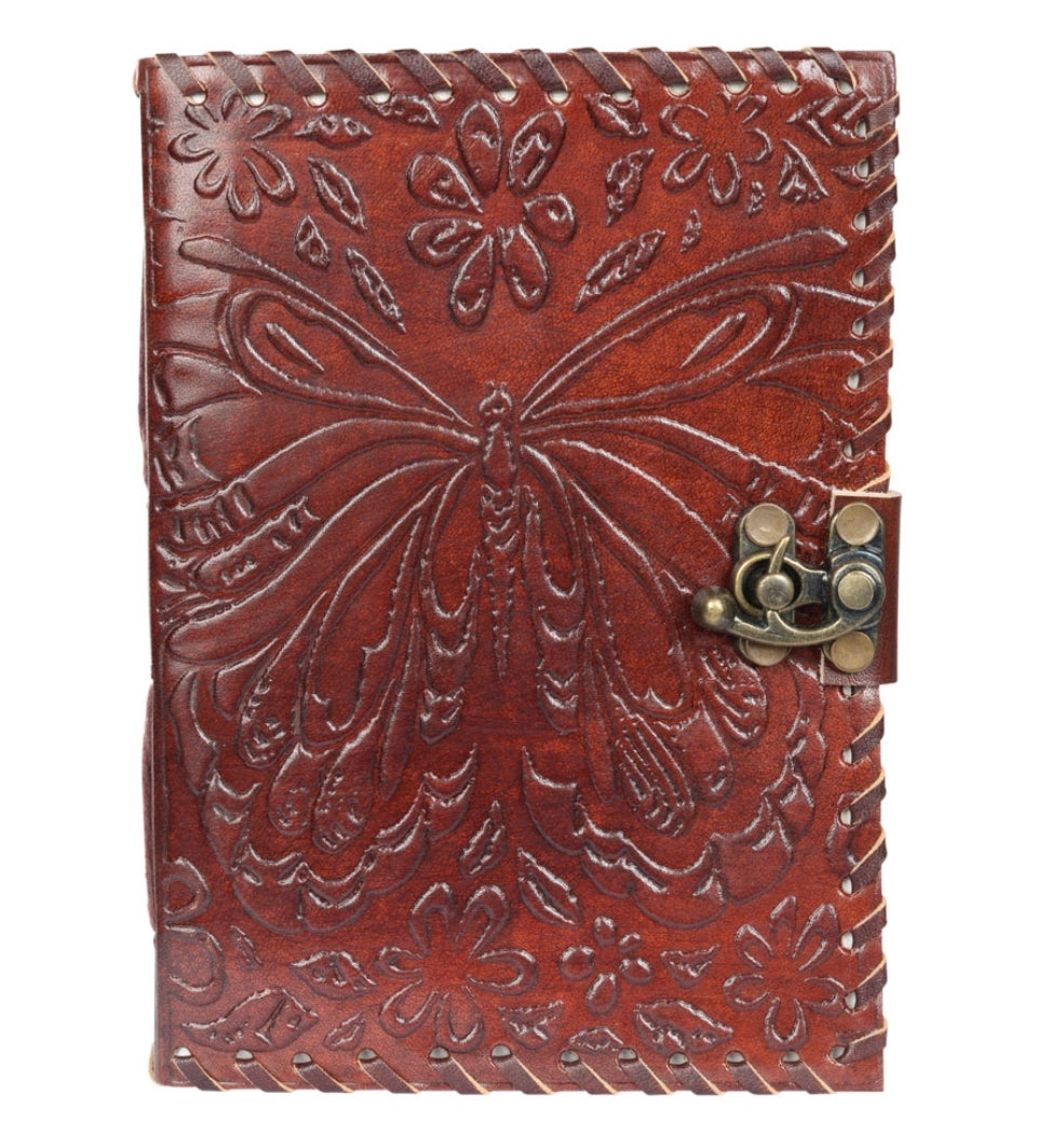 LEATHER LOCKING JOURNAL - BUTTERFLY