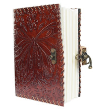 Load image into Gallery viewer, LEATHER LOCKING JOURNAL - BUTTERFLY
