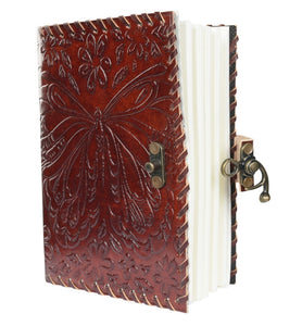 LEATHER LOCKING JOURNAL - BUTTERFLY