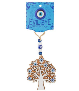 EVIL EYE WOODEN TREE OF LIFE WALL HANGING