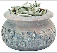 Load image into Gallery viewer, FLORAL CARVED SMUDGE POT
